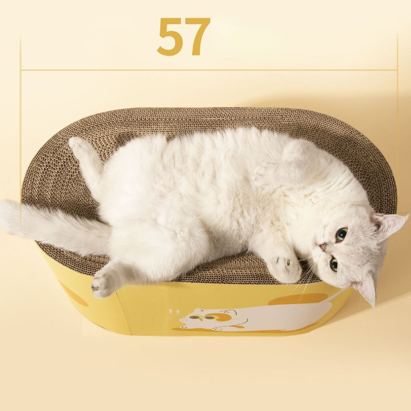 Kratzbrett für Katzen, Doppellagiges ovales Katzenkratzbrett, Katzentunnel und Katzenbett, 57 cm große gewölbte Oberfläche