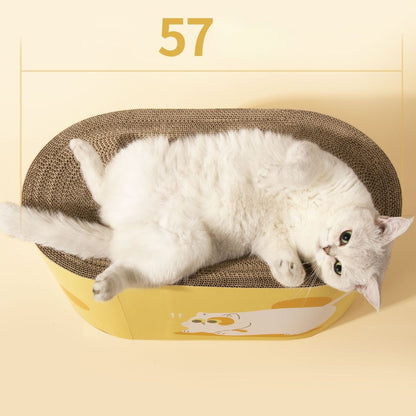 Kratzbrett für Katzen, Doppellagiges ovales Katzenkratzbrett, Katzentunnel und Katzenbett, 57 cm große gewölbte Oberfläche