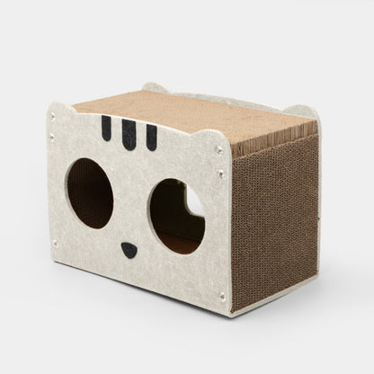 Kratzpappe für Katzen, Interaktives Katzenspielzeug, Karton-Squirrel Design, Standfestes Doppelstöckiges, 39 x 28 x 24cm