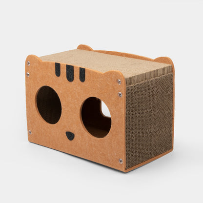 Kratzpappe für Katzen, Interaktives Katzenspielzeug, Karton-Squirrel Design, Standfestes Doppelstöckiges, 39 x 28 x 24cm