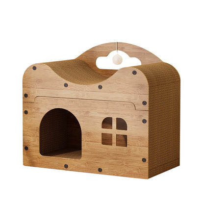 Katzen Kratzpappe, Hochwertige Kratzfläche mit großem Innenraum, für Katzen bis 7,5 kg geeignet, Doppelt Spaß