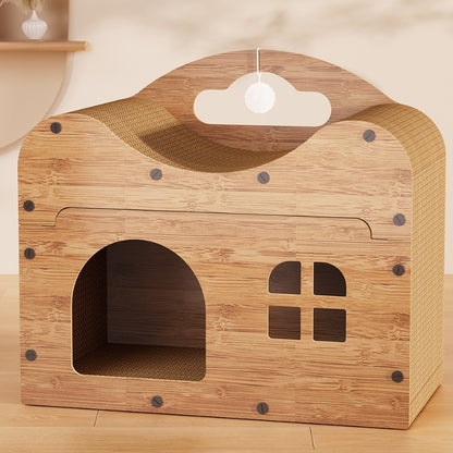 Katzen Kratzpappe, Hochwertige Kratzfläche mit großem Innenraum, für Katzen bis 7,5 kg geeignet, Doppelt Spaß