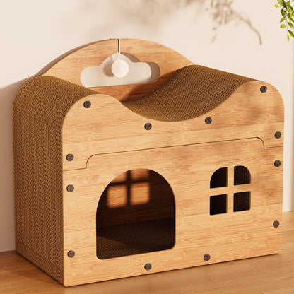 Katzen Kratzpappe, Hochwertige Kratzfläche mit großem Innenraum, für Katzen bis 7,5 kg geeignet, Doppelt Spaß