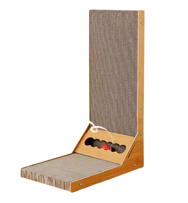 Kratzpappe Katze, Kratzmöbel, L-förmige Kratzfläche für Katzen aus robustem Wellpappmaterial, Platz sparen