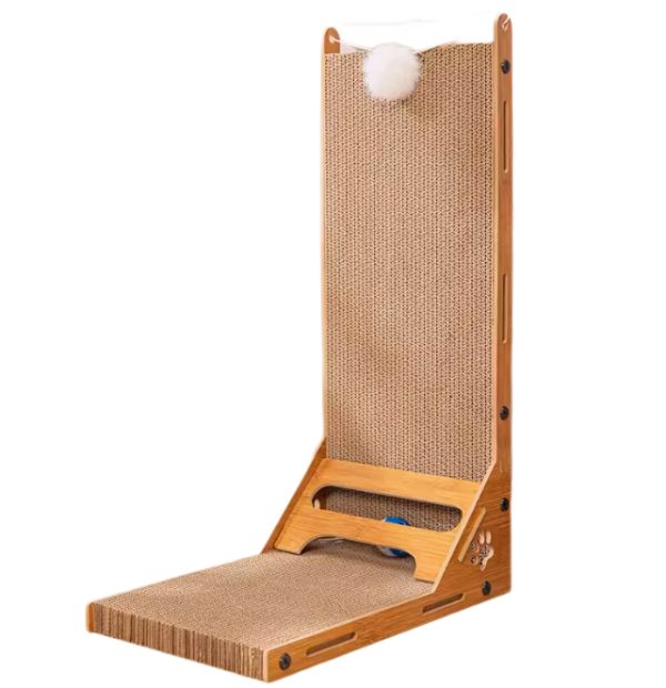 Kratzpappe Katze, Kratzmöbel, L-förmige Kratzfläche für Katzen aus robustem Wellpappmaterial, Platz sparen