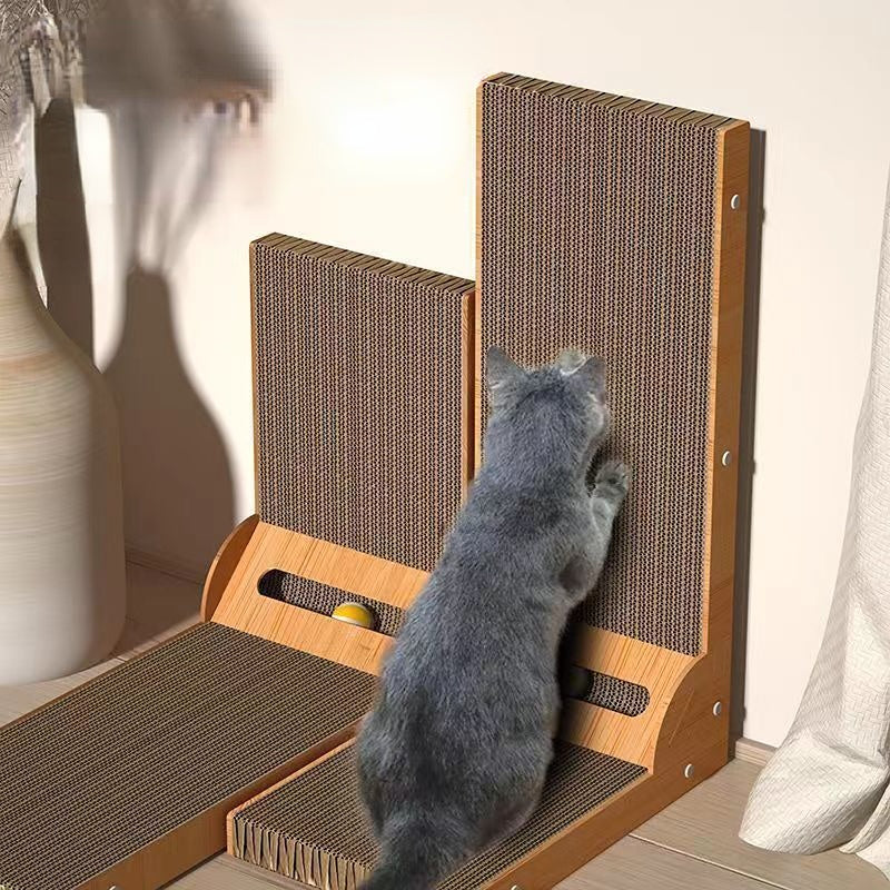 Kratzpappe Katze, Kratzmöbel, L-förmige Kratzfläche für Katzen aus robustem Wellpappmaterial, Platz sparen