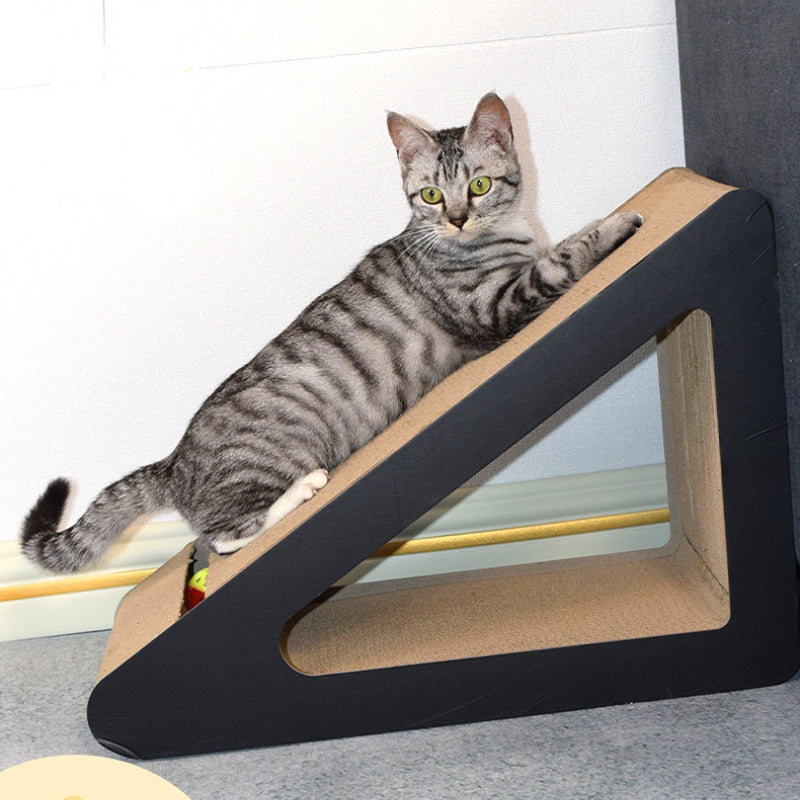 Katzen Kratzpappe, Schwarze, Orange, Holz, 3D Dreiecksform, Mit Löchern Zum Durchkriechen, Glocken Versuchung