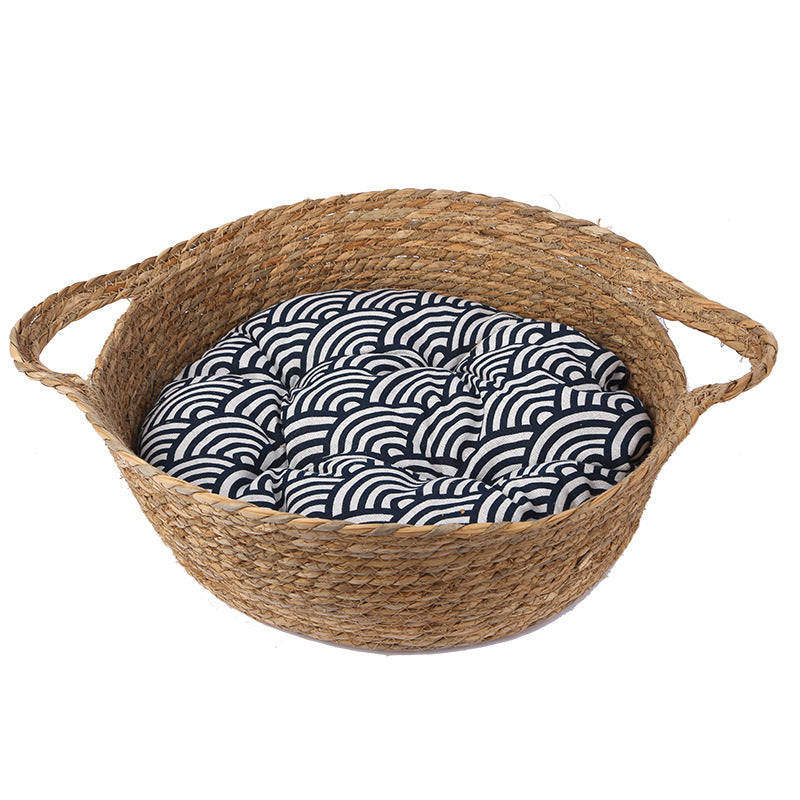 Katzen Kratzpappe, Rattan Katzenbett Weben, Strapazierfähiges Nylonseil, Geeignet für alle Jahreszeiten, Zufällige Farbe