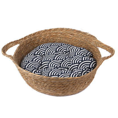 Katzen Kratzpappe, Rattan Katzenbett Weben, Strapazierfähiges Nylonseil, Geeignet für alle Jahreszeiten, Zufällige Farbe