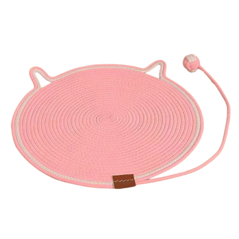 Kratzbrett Katzenform, Niedliches Weberei Katzen Ohr Kratzbrett mit Spielzeugball, Cooles Katzenbett für bequemen Schlaf