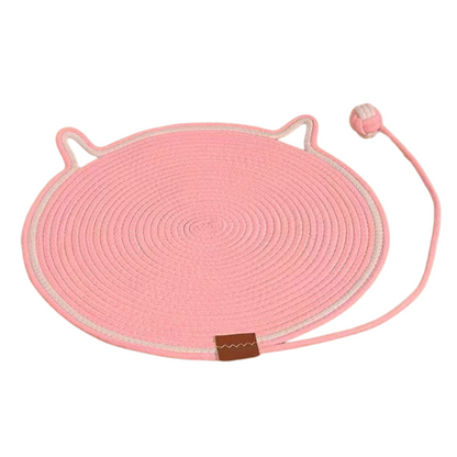 Kratzbrett Katzenform, Niedliches Weberei Katzen Ohr Kratzbrett mit Spielzeugball, Cooles Katzenbett für bequemen Schlaf