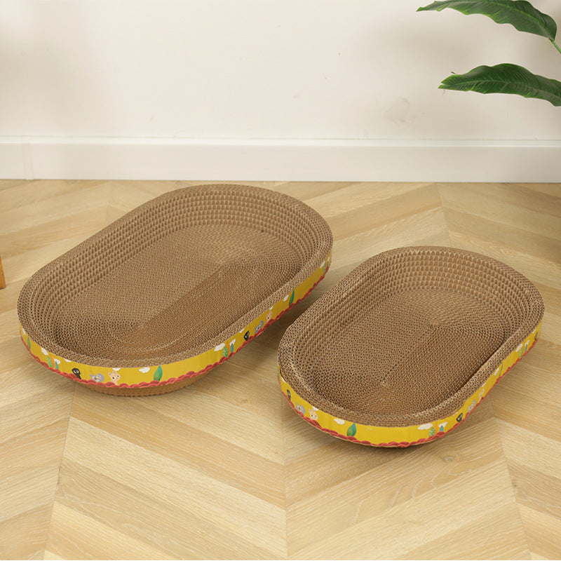 Kratzpappe für Katzen, Katzenbetten, Ovales, rundes, Wellpapier, Umweltfreundliches Material, Klein, Mittel, Groß, Extragroß