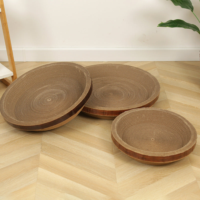 Kratzpappe für Katzen, Katzenbetten, Ovales, rundes, Wellpapier, Umweltfreundliches Material, Klein, Mittel, Groß, Extragroß