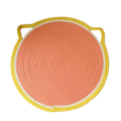 Kratzbrett Katzenform Katzenmatte, Runde Katzenliege, 50 x 50cm, Weiche Baumwolle, Ideal zum Schlafen für Ihre Katze