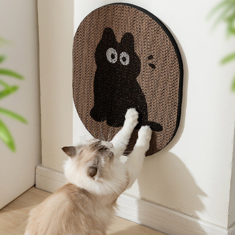 Kratzwand für Katzen, Katzenkratzbrett mit lustigen Cartoon-Mustern, aus Wellpapier, die Wandbefestigung, zum Kratzen und Dehnen