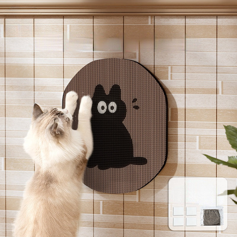 Kratzwand für Katzen, Katzenkratzbrett mit lustigen Cartoon-Mustern, aus Wellpapier, die Wandbefestigung, zum Kratzen und Dehnen