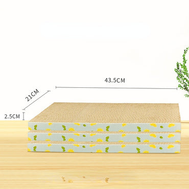 Kratzpappe für Katzen, Wellenförmige Kratzfläche für glückliche Katzen, Set mit 3 Stück, aus Wellpappe mit Zitronen-Muster
