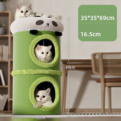 Katzenkratzmöbel, Multifunktionales Katzenhaus mit Kratzsäule, Kratzbrett, warm & gemütlich, verschiedene Designs & Farben