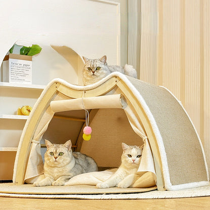 Katze Kratzpappe für Katzenliebhaber, Zeltförmige Kratzplatte, für Krallenpflege und Entspannung, Größte Größe: 78x50x50cm