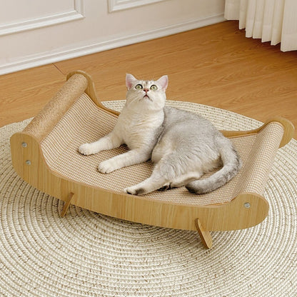 Katzenbett, Katzenspielzeug interaktiv, Katzenkratzbrett & Liegefläche in einem, U-Form zum Liegen für Katzen