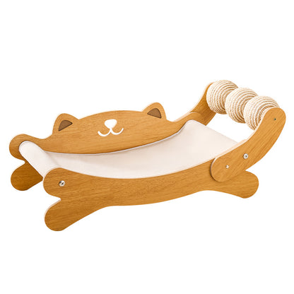 Kratzbrett Katze, Kratzmöbel Katze, Loungesessel, aus Sisal mit Kühlmatte, Beige, 4 Jahreszeiten geeignet