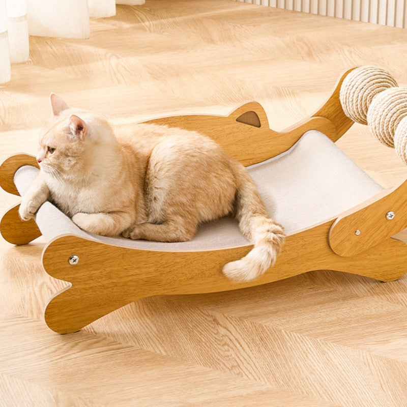 Kratzbrett Katze, Kratzmöbel Katze, Loungesessel, aus Sisal mit Kühlmatte, Beige, 4 Jahreszeiten geeignet