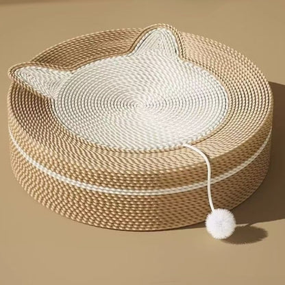 Kratzbrett katzenform, Rundes Katzenkratzbrett aus umweltfreundlichem Material mit Plüschballspielzeug