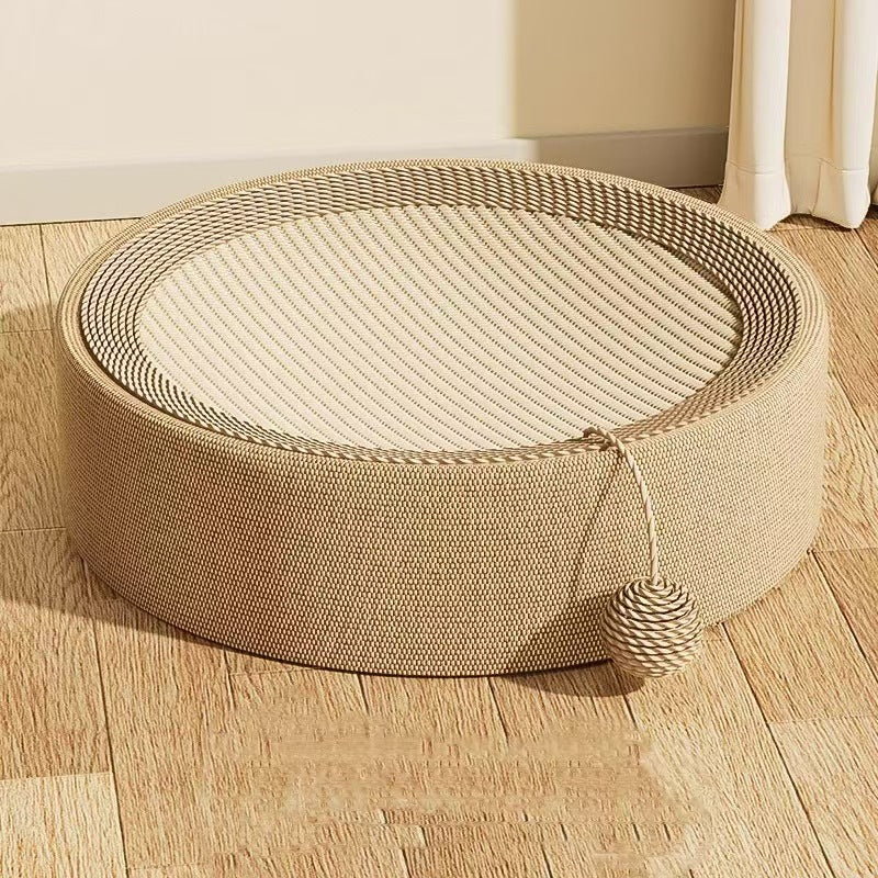 Kratzbrett katzenform, Rundes Katzenkratzbrett aus umweltfreundlichem Material mit Plüschballspielzeug