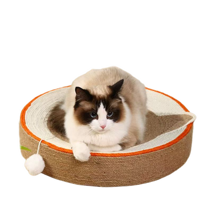 Kratzbrett katzenform, Rundes Katzenkratzbrett aus umweltfreundlichem Material mit Plüschballspielzeug
