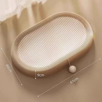 Kratzpappe für Katzen, Katzenbett, Ovaler Katzenkratzbaum aus Sisal, Mit Sisalball Spielspaß für Ihre Katze