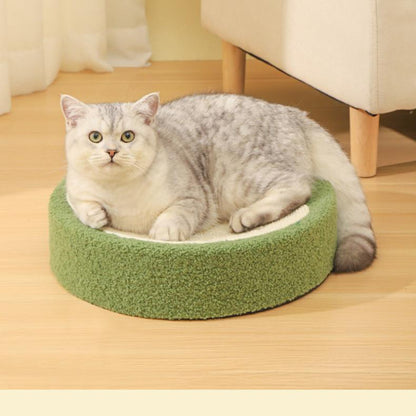 Katzen Kratzbrett Rund, aus natürlichem Sisal mit süßem Blumenmuster, Geeignet für große Katzen, Kratzen & Schlafen