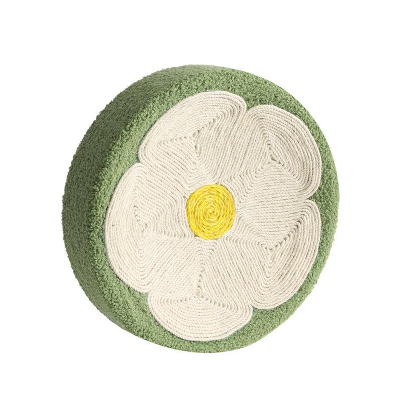 Katzen Kratzbrett Rund, aus natürlichem Sisal mit süßem Blumenmuster, Geeignet für große Katzen, Kratzen & Schlafen