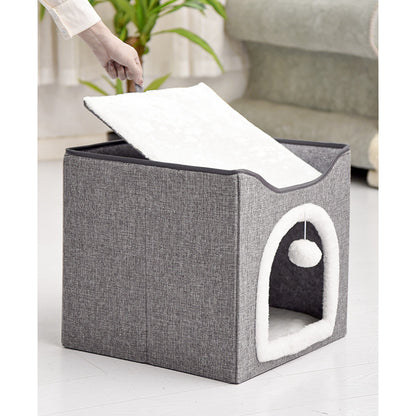 Katzenhöhlen, Vielseitige Doppelschicht mit integriertem Kratzbrett für Winterwärme, abnehmbar und waschbar