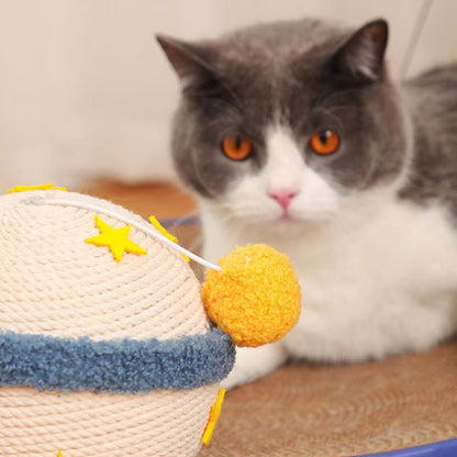 Katzenbett mit Kratzbrett, Schnecke und Planet, langlebig umweltfreundliches Material, lustiger Katzenstock Unterhaltung