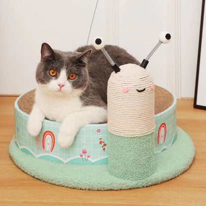 Katzenbett mit Kratzbrett, Schnecke und Planet, langlebig umweltfreundliches Material, lustiger Katzenstock Unterhaltung