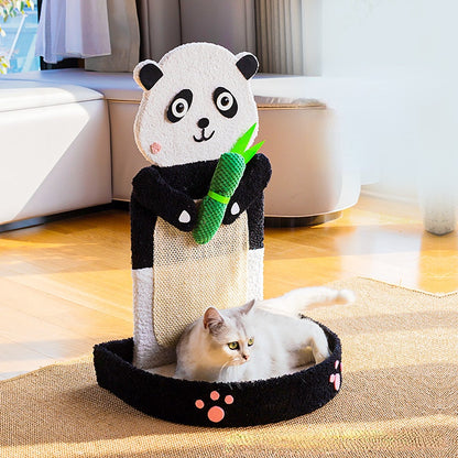 Katzenbett, Niedlich Pandaform, L-förmiges Sisal-Katzenkratzbrett, Krallen schleifen, ausruhen, Selbstunterhaltung