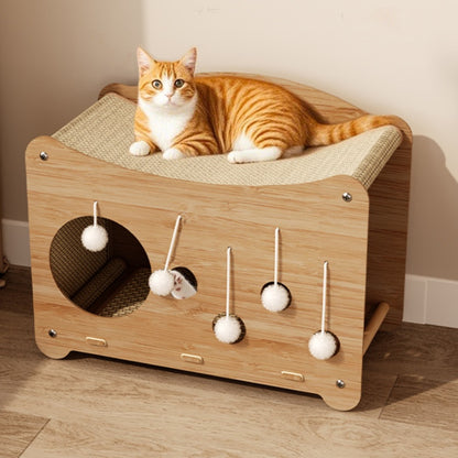 Katzenhöhle, Kratzbrett katze, Bommel, Tunnel Katzenspielzeug, frei zugänglich, kratzfest & langlebig, Mehrkatzenhaushalte