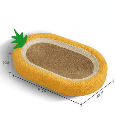 Katzenbett für 2 Katzen, Ovales Pinoapfel-Design, mit Kratzbrett & Weicher Plüsch, 61cm für Katzen gemütliche Stunden