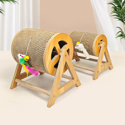 Kratzbrett für Katzen, Katzen Kratzrolle, Wellpappe mit Glöckchenspielball, Zwei Größen, langlebig & stilvoll