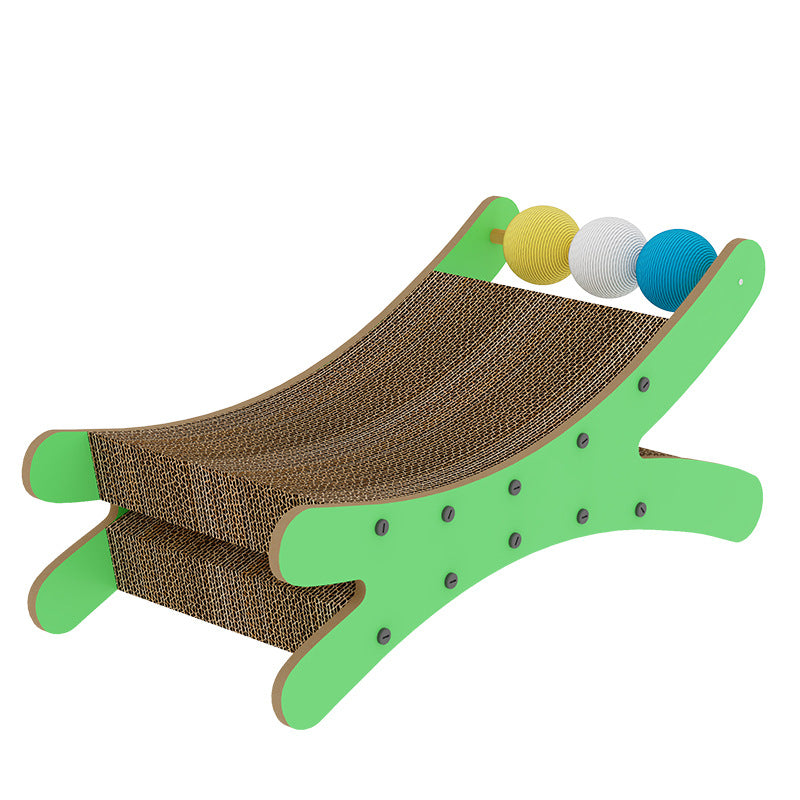 Katzenbett, Grünes Doppelschicht Wellpappe-kratzbrett mit Drei Farben Sisalbälle, Selbstvergnügung & schlafen für Ihre Katze