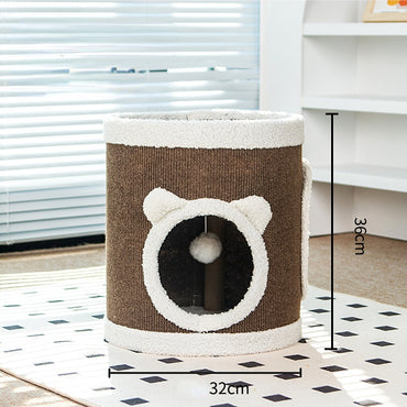 Kratztonne, Braun Sisaleimer, kratzbrett & Katzenbett, langlebige, platzsparendes Design für Mehrkatzenhaushalte