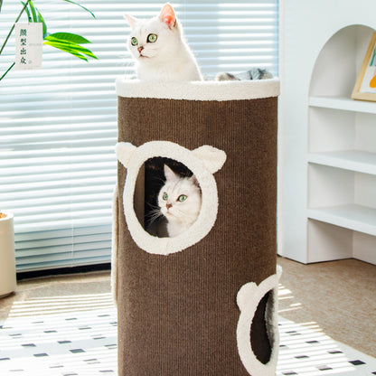 Kratztonne, Braun Sisaleimer, kratzbrett & Katzenbett, langlebige, platzsparendes Design für Mehrkatzenhaushalte