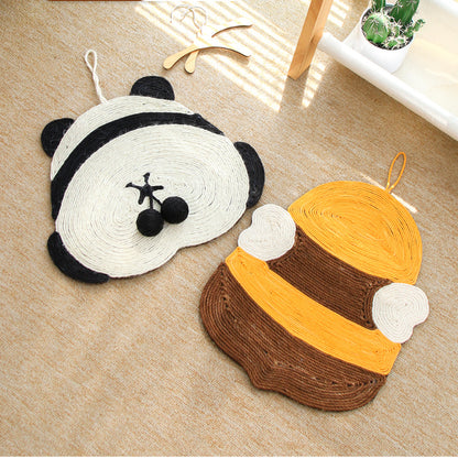 Kratzbrett Katze, hübschen Bienen & Pandahintern Muster Sisal Kratzmatte, Kann aufgehängt werden, Ideal für Entspannung