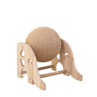 Kratzbrett für Katzen, Naturholz bezaubernd Elefanten-Design, mit Sisal-Katzenkratzball, strapazierfähig & Schützt Möbel