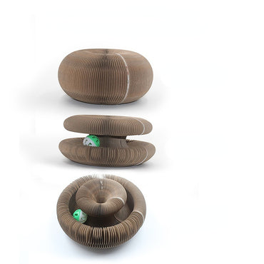 Katzen Kratzpappe, Interessant Faltbar Katzenkratzbrett, Umweltfreundliche Wellpappe mit Glockenball, für Entspannen & Spielen