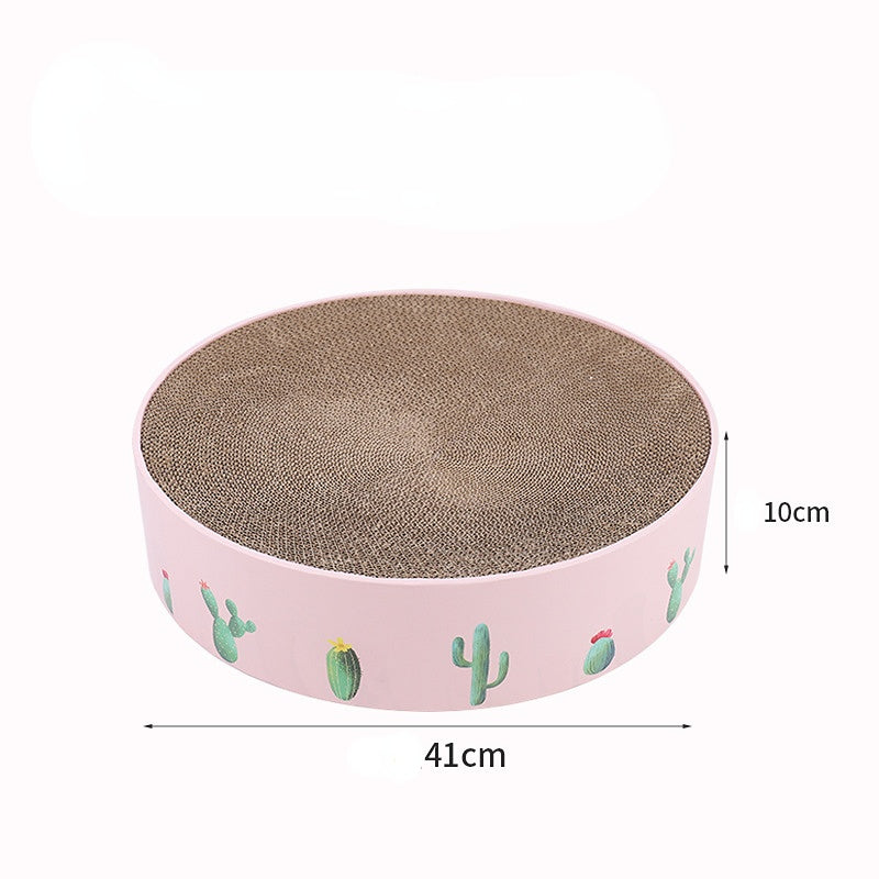 Katzenbett, Kaktusmuster kratzbrett katze in Grün & Rosa aus Wellpappen, für Katzen bis 10 kg,  zum Kratzen und Entspannen