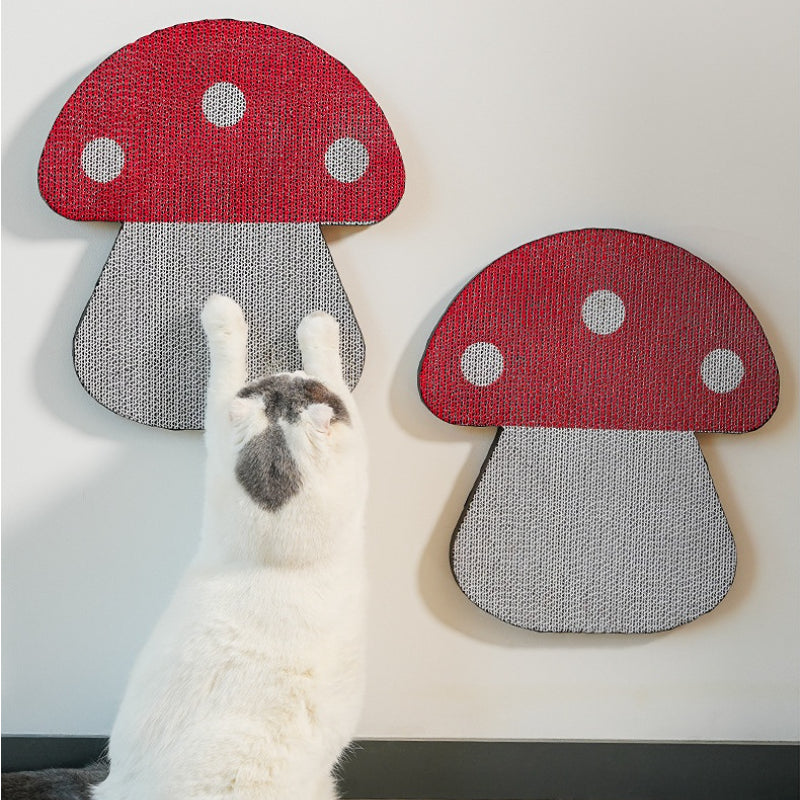 Kratzbrett für Katzen, roten Pilz Paste Wand Design, Dehnbar Kratzen, Kratzmatte aus Wellenpappe, Kratzsicher & langlebig