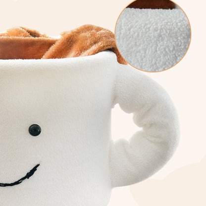 Katzenbett, Cartoon Kaffeebecher aus Korallenvlies & Schwamm-Füllung, Warmer und angenehmer Schlaf für Katzen, 35x35x30 cm