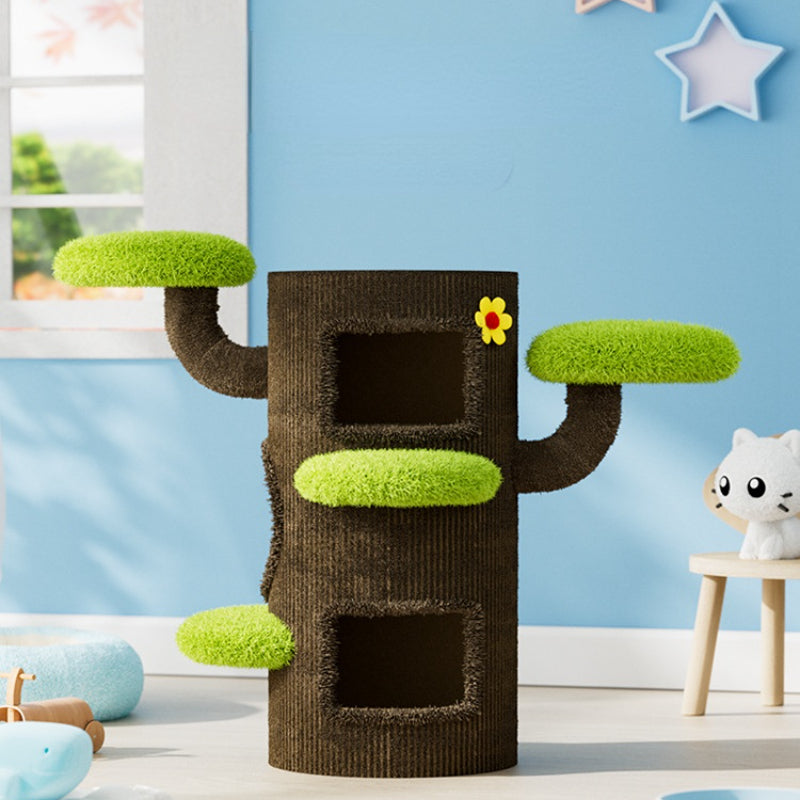 Katzenhöhle, Baumstamm-Design, Plattform mit mehreren Ebenen, Papierseil Kratzbrett, Geeignet für Mehrkatzenhaushalte