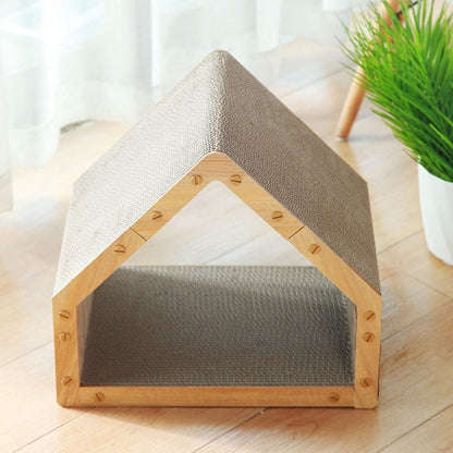 Kratzbrett Katze, Stabile Wellpappe Kratzbrett mit Schlafgelegenheit, Dehnen & entspannen für Katzen bis 15 kg